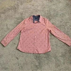Women’s Izod Maroon stripped button down with blue anchors size large